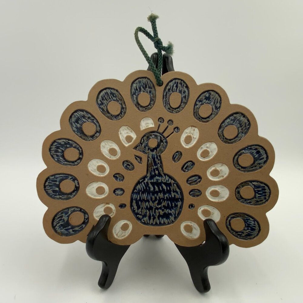 Pier 1 Imports Made in Japan Art Pottery Peacock Wall Hanging